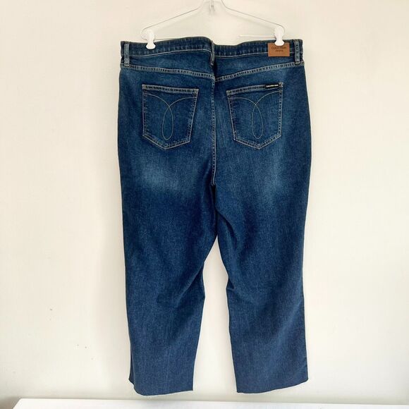 Calvin Klein Jeans Women High Rise Straight Blue Raw Hem Denim Ankle Plus 20W - Picture 6 of 12